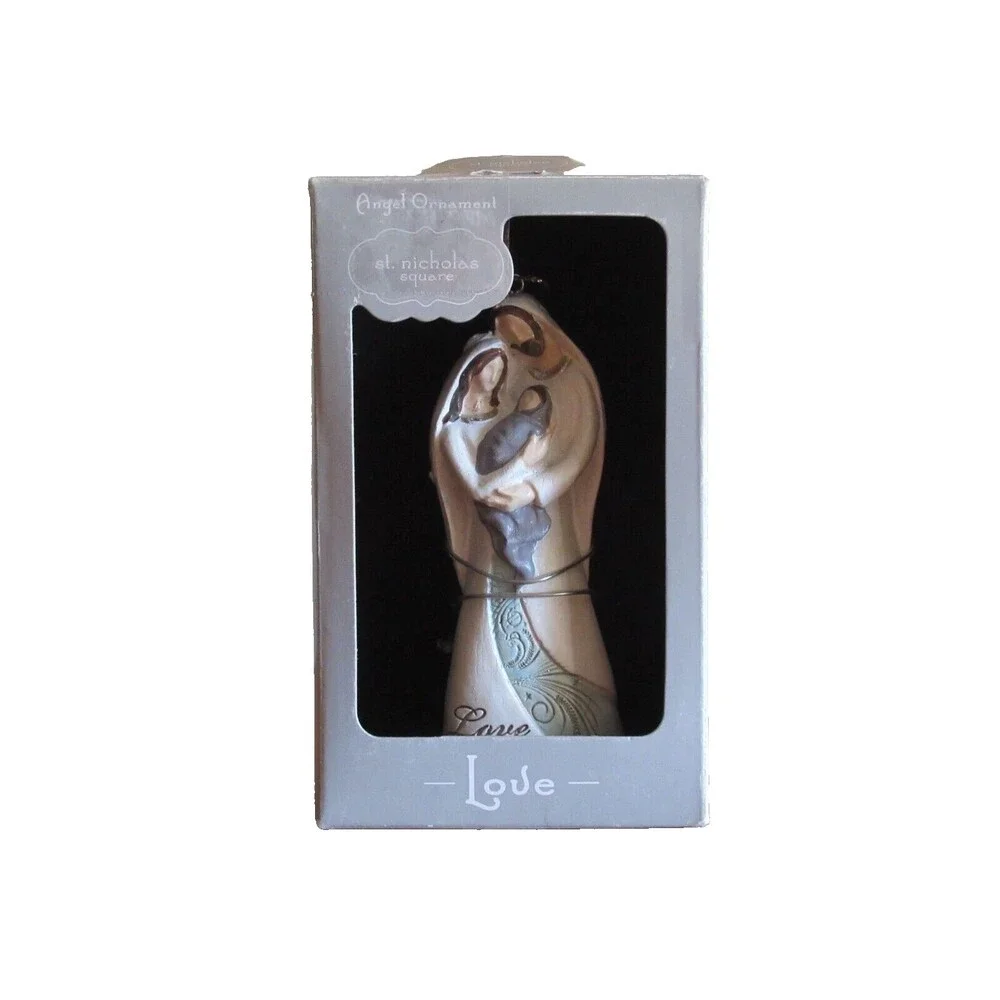 Christmas Angel Ornament St Nicholas Square Love Baby Nativity Jesus Mary Joseph